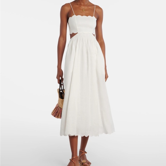 Zimmermann Dresses & Skirts - Zimmermann Rhiannon Scalloped Linen Midi Dress